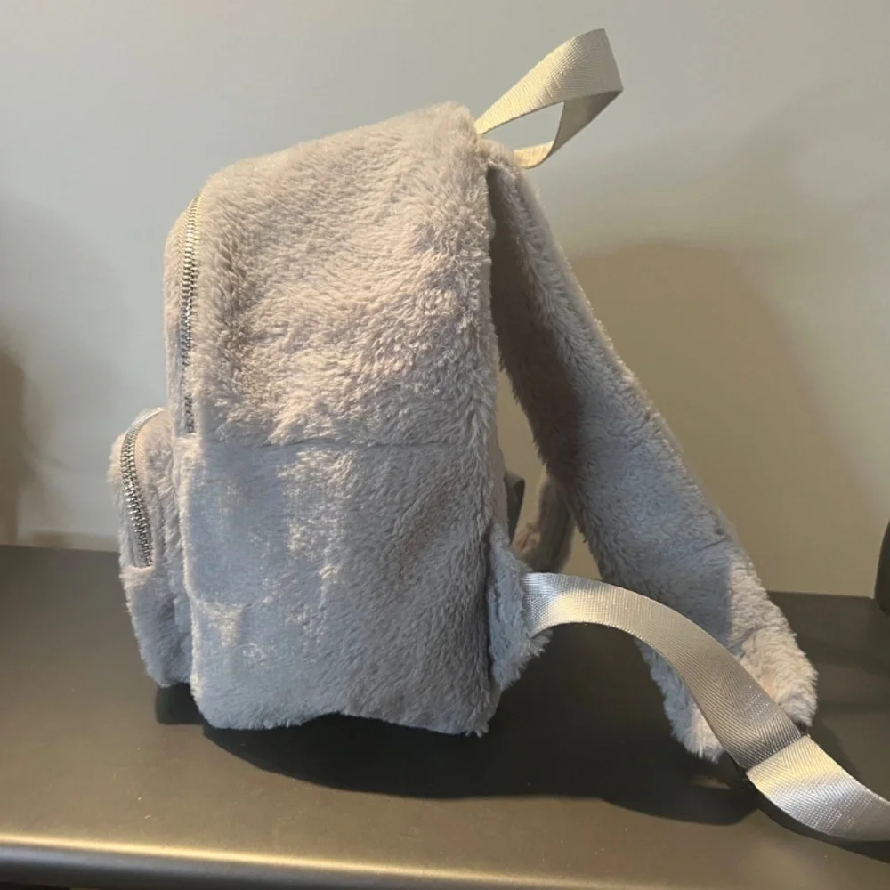 Mini fur back pack grey